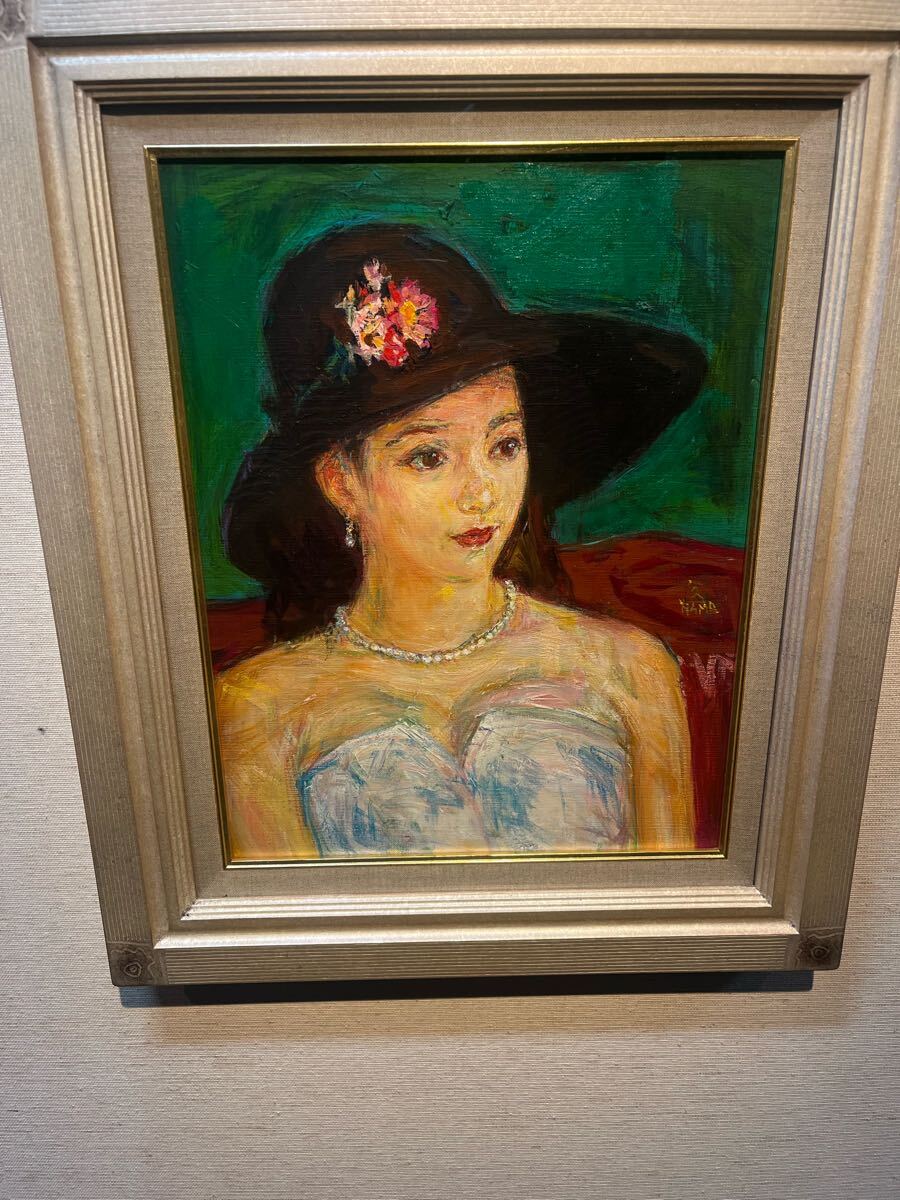 他の方発送×濱本久雄【花をもつ】肉筆油彩画 二連作 濱本久雄【花を