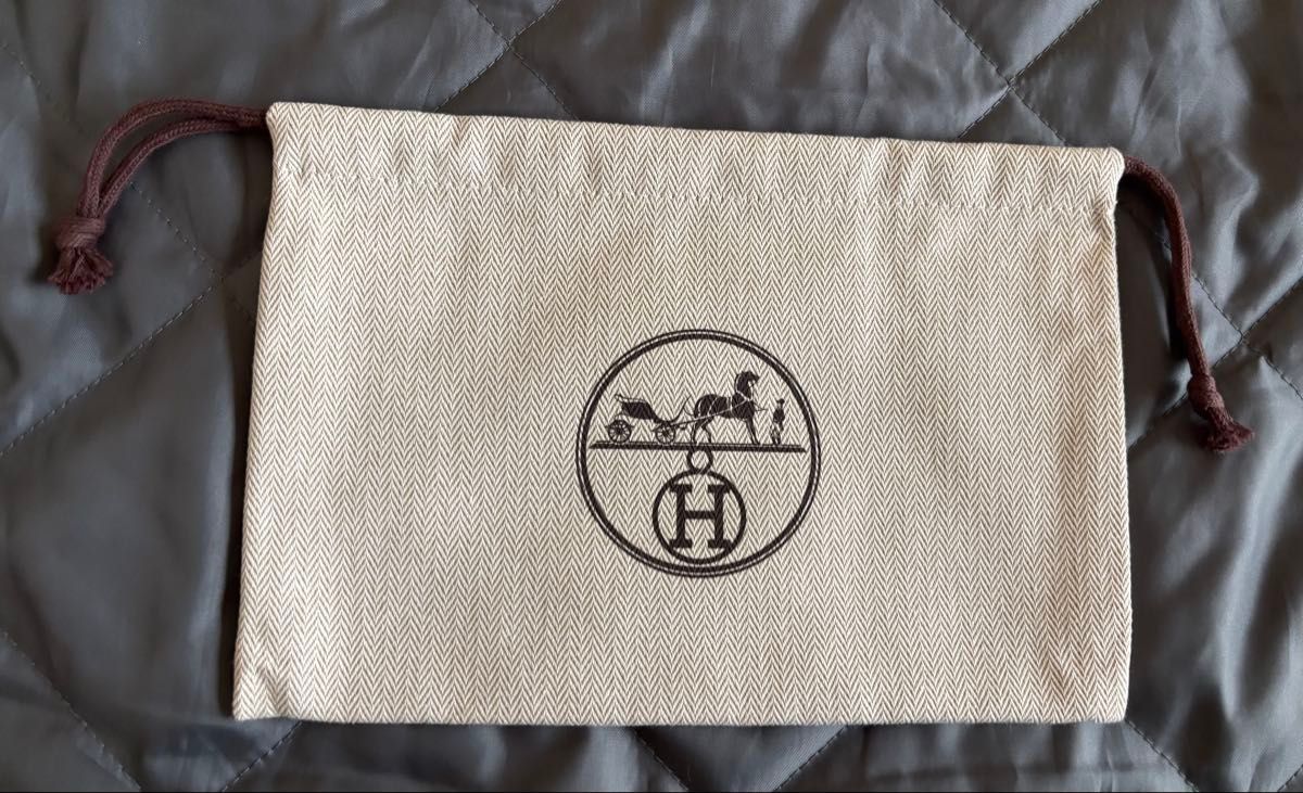 タグ付き HERMES エルメス 巾着袋 布袋 保存袋 21×21 8×5 2枚セット