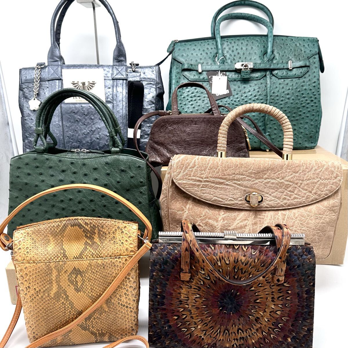 Yahoo!オークション -「hamano オーストリッチ」(レディースバッグ) の