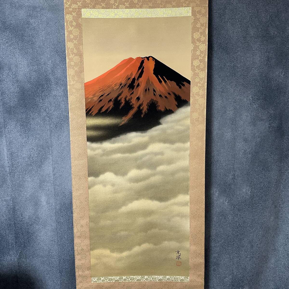 Yahoo!オークション - 【真作】//北嶺/赤富士図/桐共箱付/布袋屋掛軸HI