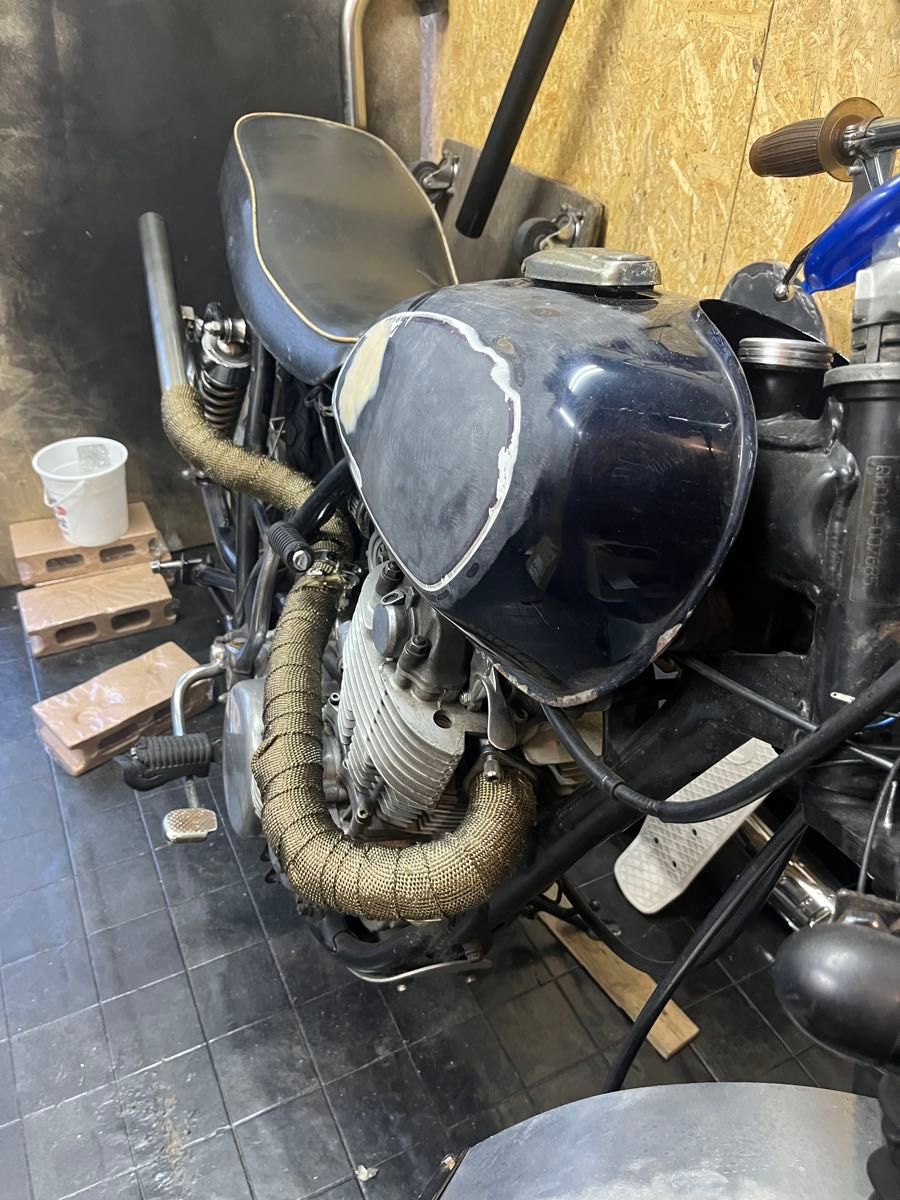 sr400 sr500用 アップマフラーワンオフ品 スチール チョッパー ボバー