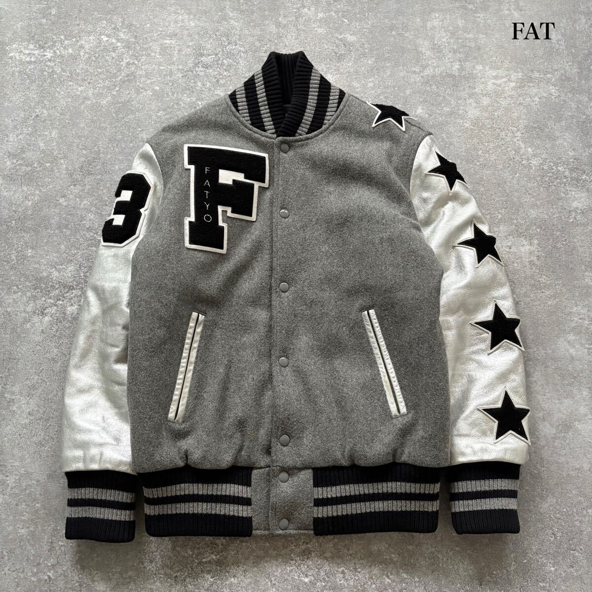 極美品FATグレー系カラー スウェットスタジャン サイズFAT(XL) fat