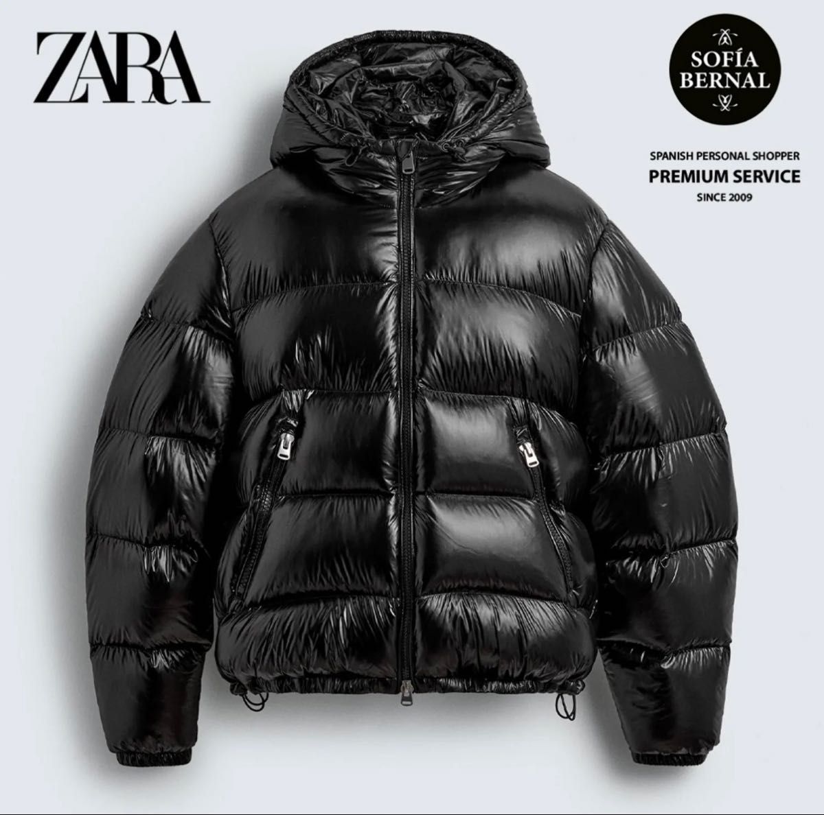 ZARA 80％ダウン20％フェザーフーデッドジャケット XL 新品｜Yahoo