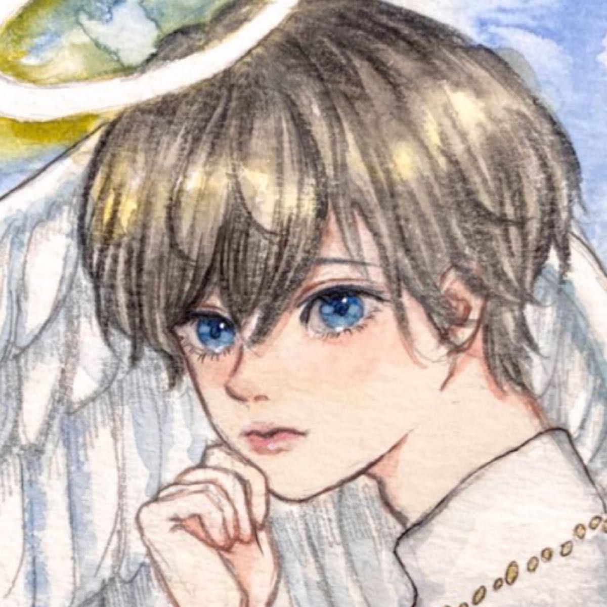 手描きイラスト ミニ色紙 オリジナル 東方Project 色紙 男の子 葛葉