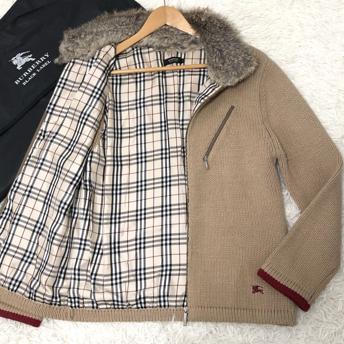Yahoo!オークション -「バーバリーブラックレーベル ニット ファー」の