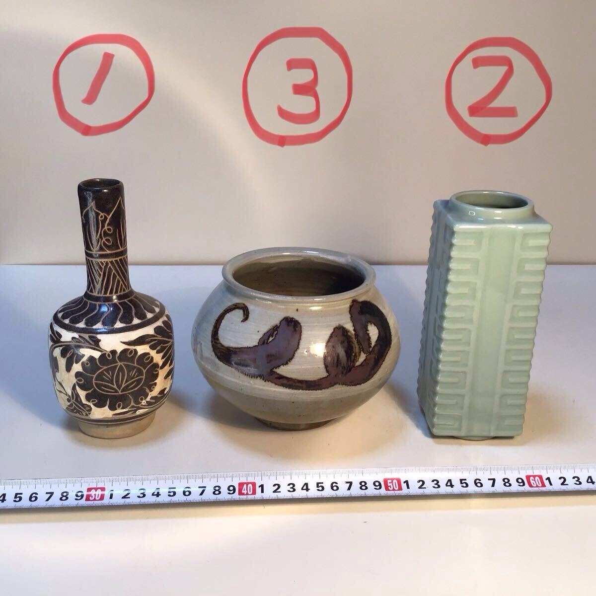 ☆中国古玩 明時代七官青磁花文花瓶 ei007yl.3 龍泉