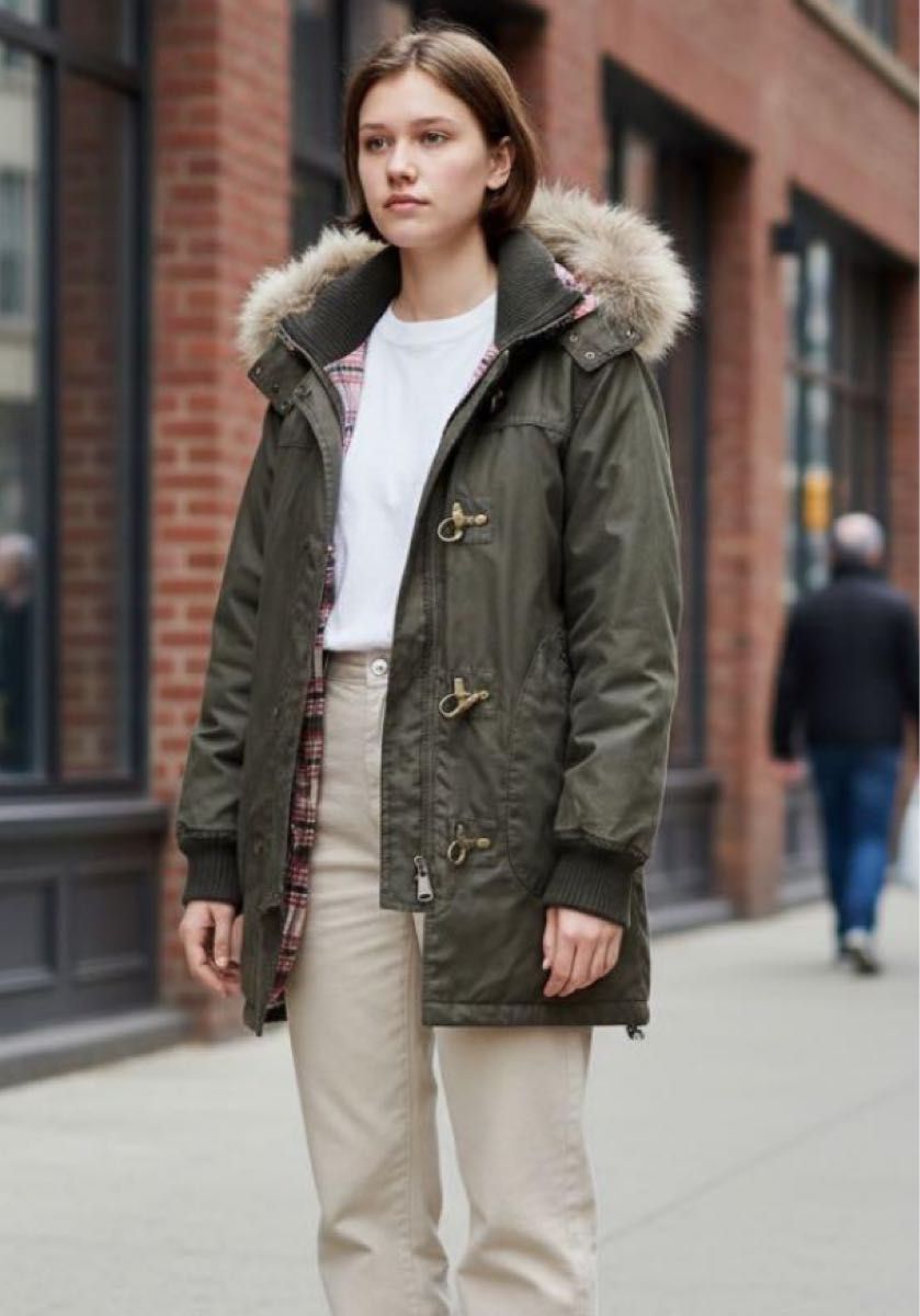 khaju シップス ミリタリージャケット モッズコート ファー付き カーキ