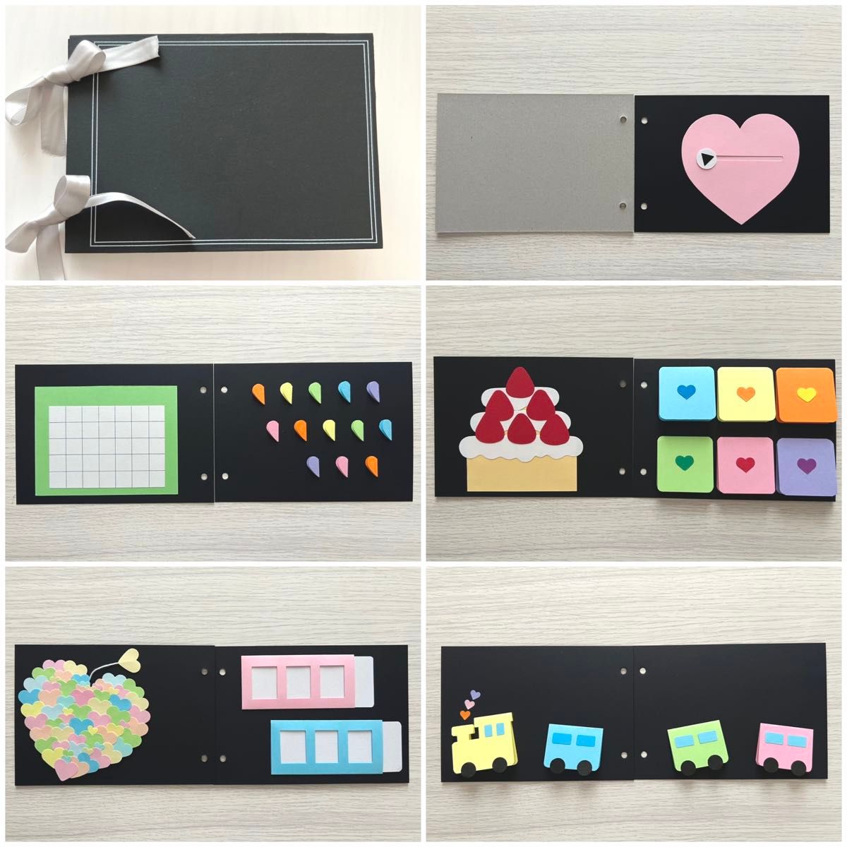 手作りアルバム 仕掛けパーツ 仕掛けアルバム完成品 誕生日【くすみ