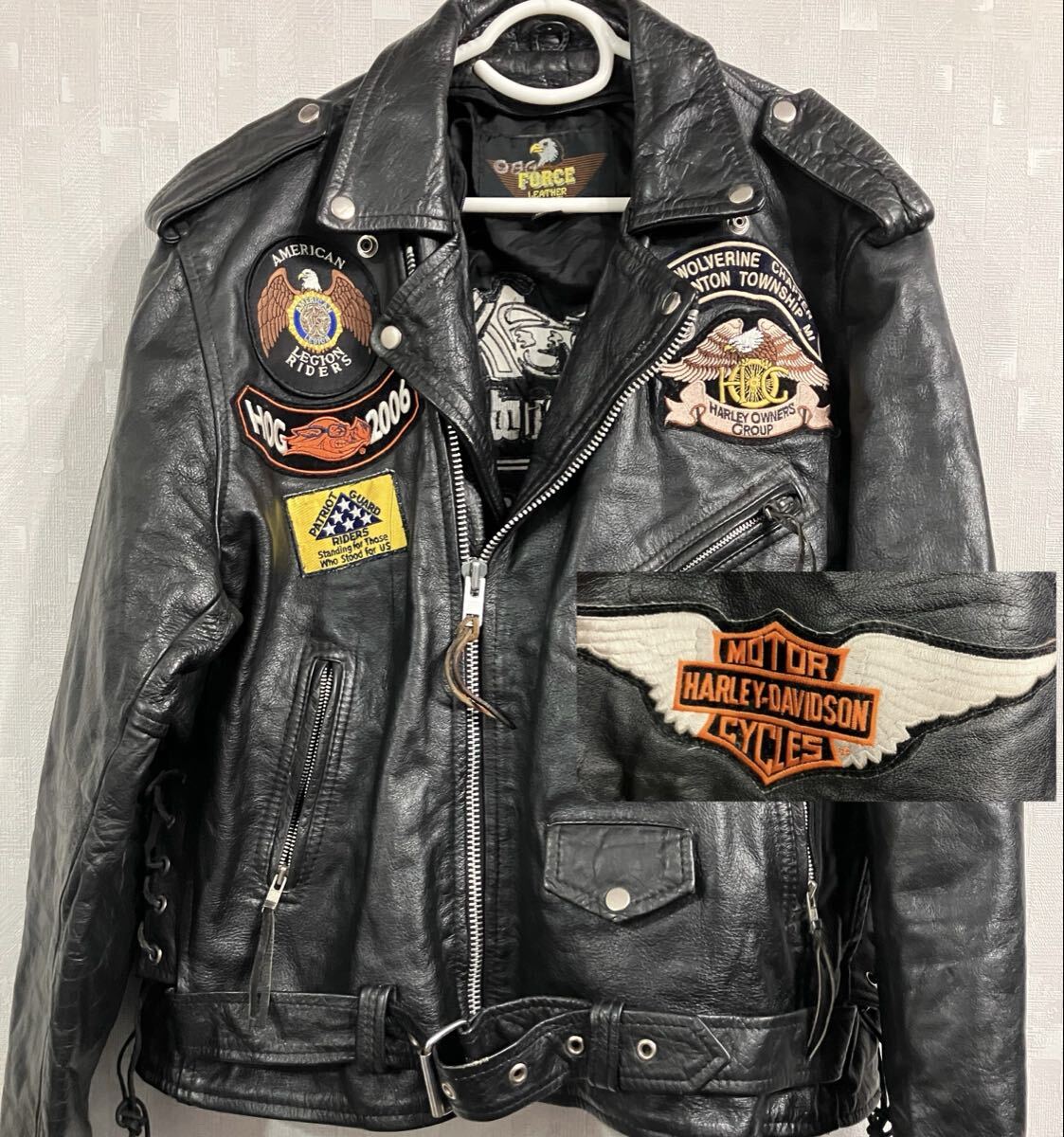 即決 HARLEY DAVIDSON メンズ M オールレザースタジャン ハーレー