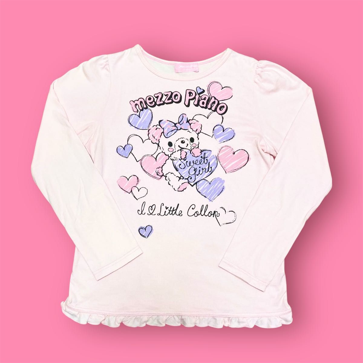メゾピアノ ミミポポ ルミちゃん イラスト長袖Tシャツ 140 ミント