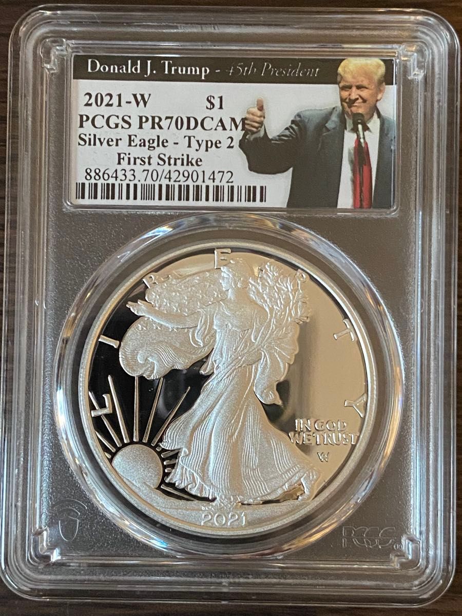 2021年 アメリカ イーグル銀貨 NGC MS70 最高鑑定 Type2 1ドル 1オンス