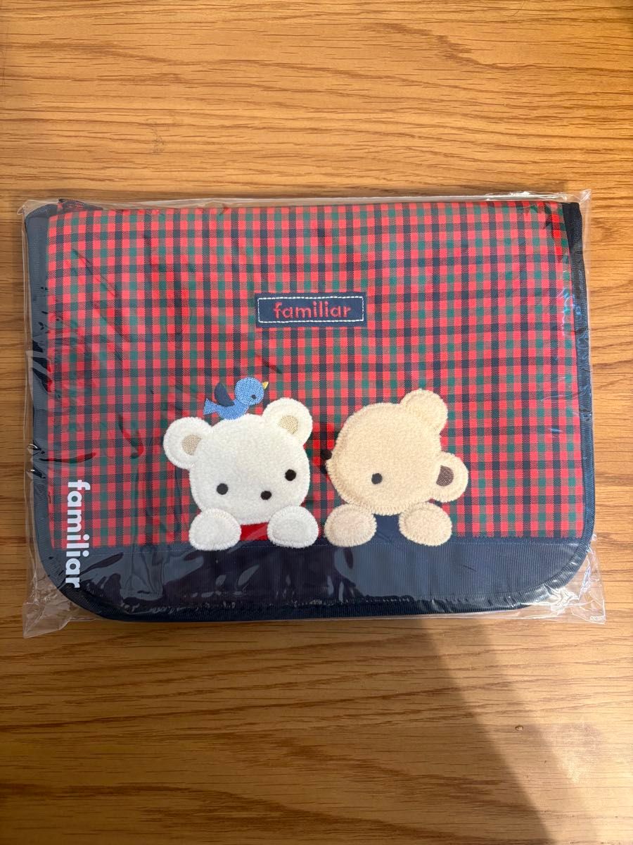 新品 003 ファミリア 母子手帳ケース 赤チェック ポーチ L｜Yahoo