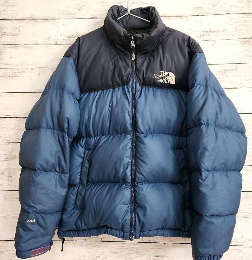 ノースフェイス ダウンジャケット ヌプシ 700フィル フェザー XS 青紺