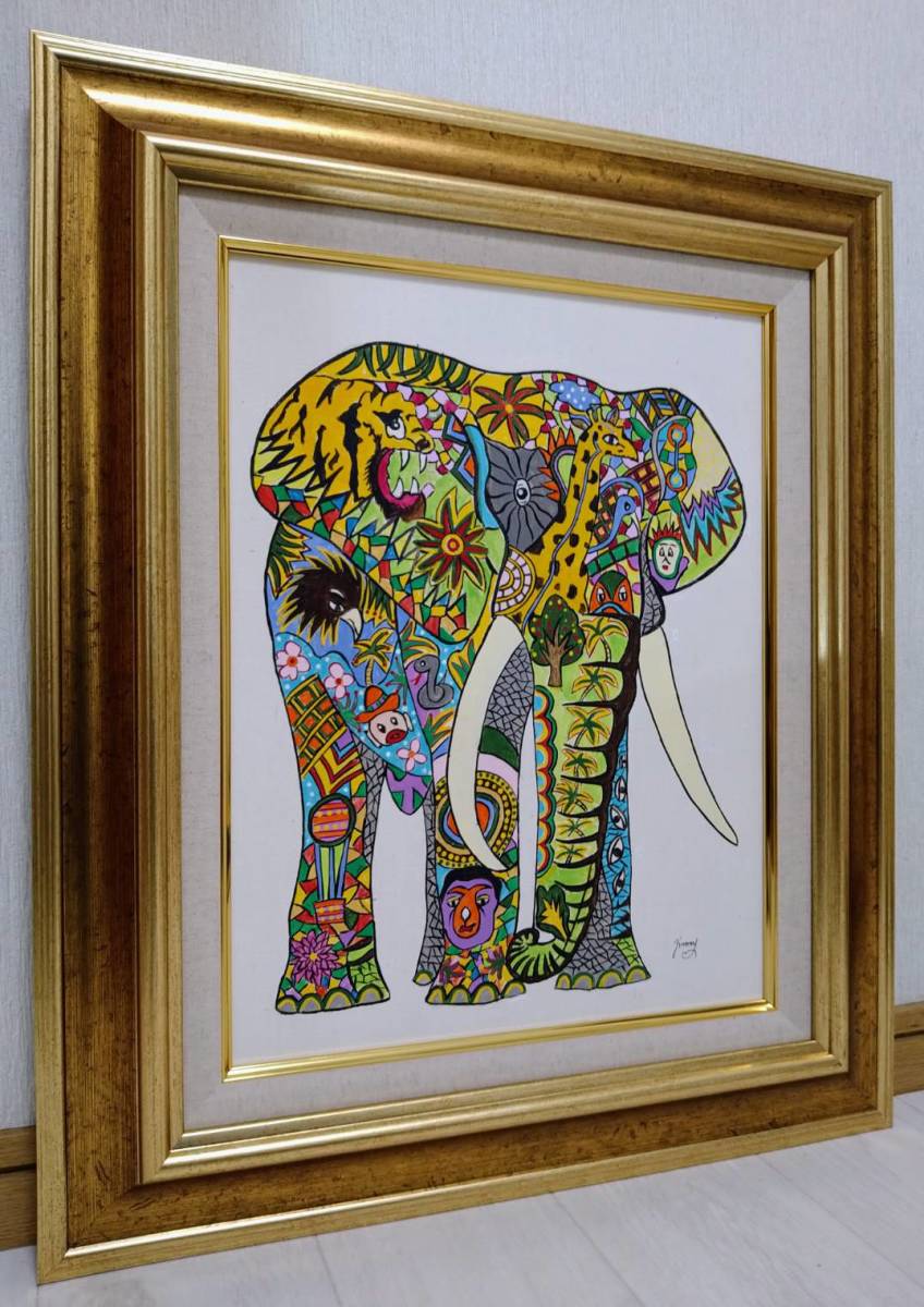 F6号】ジミー大西【アフリカ】肉筆保証//表・裏サイン有り//アクリル