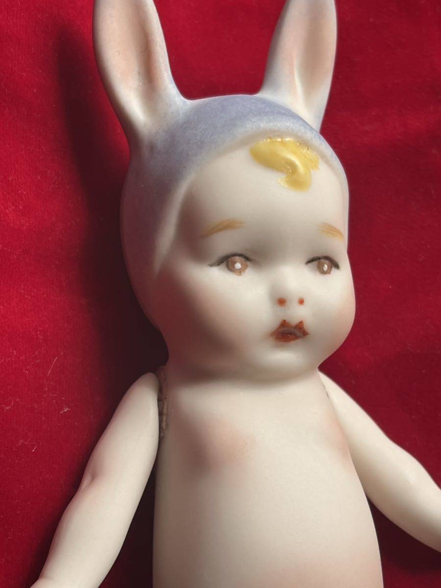 アウトレット 裸ん坊のウサギちゃん ビスクドール 15㎝ A1BL 昭和