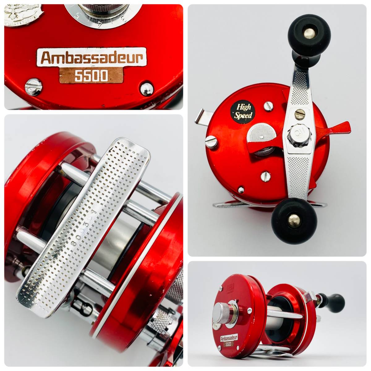 即決 極希少 80年 ABU アンバサダー 5500 チェリーレッド 整備済