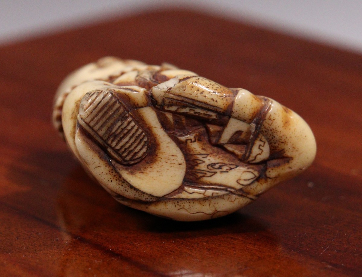 M188 時代 骨製 提げ物 唐子根付 細密彫刻 / 中国 唐物 人物 骨董 古