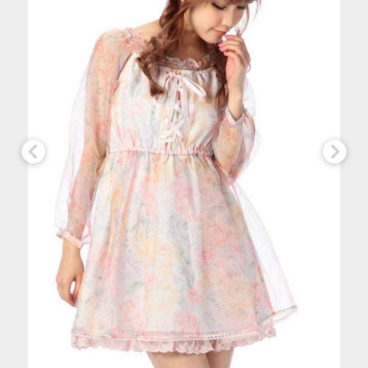 タグ付き未使用】LIZ LISAリズリサ花柄 オーガンジーワンピース リボン