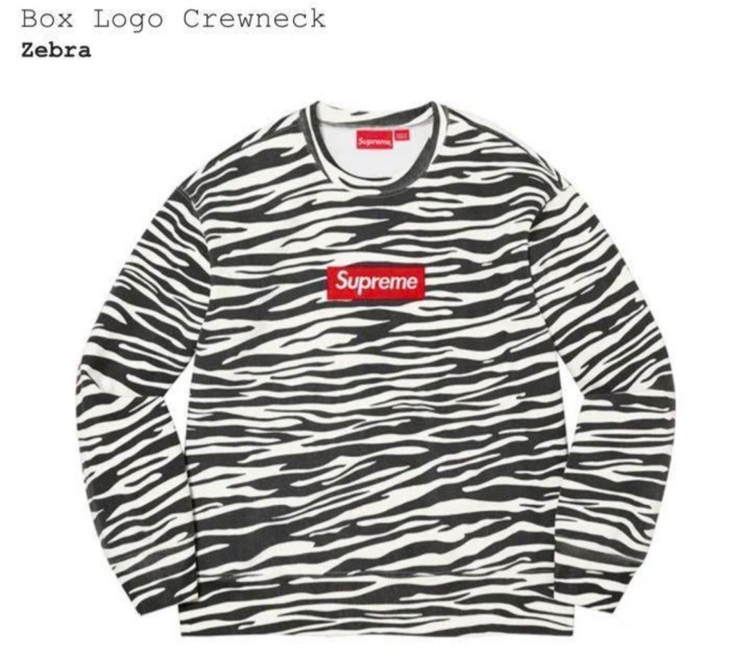 キムタク着 Supreme Box Logo Crewneck Medium Mサイズ Zebra ゼブラ