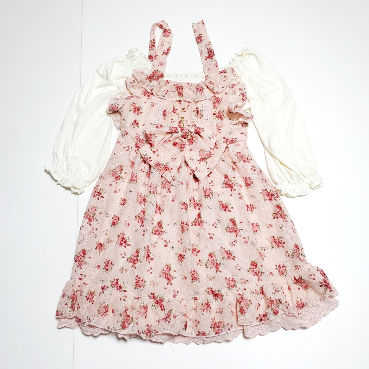 LIZ LISA リズリサ 花柄 リボン付きワンピース サイズ0 （約S～Mサイズ