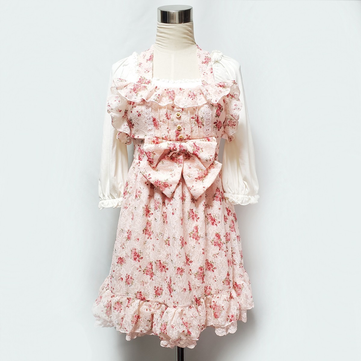 LIZ LISA リズリサ 花柄 リボン付きワンピース サイズ0 （約S～Mサイズ