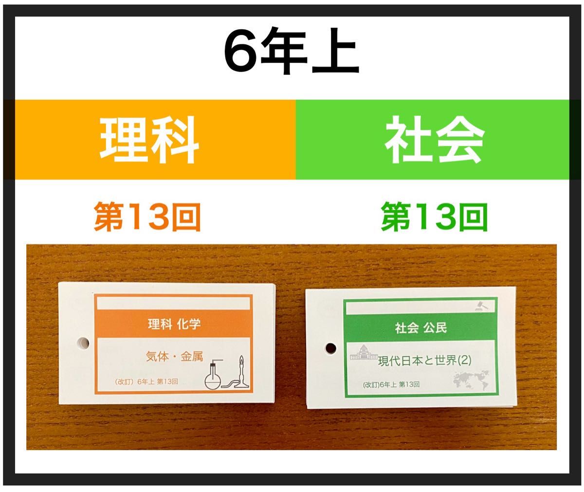 中学受験【6年上 社会・理科13回】暗記カード 予習シリーズ 組み分け