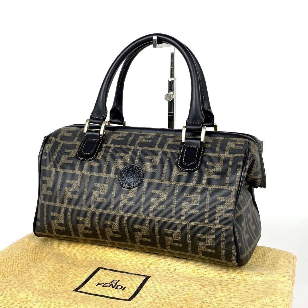 美品 FENDI フェンディ ズッカ柄 ミニボストン PVC レザー FF