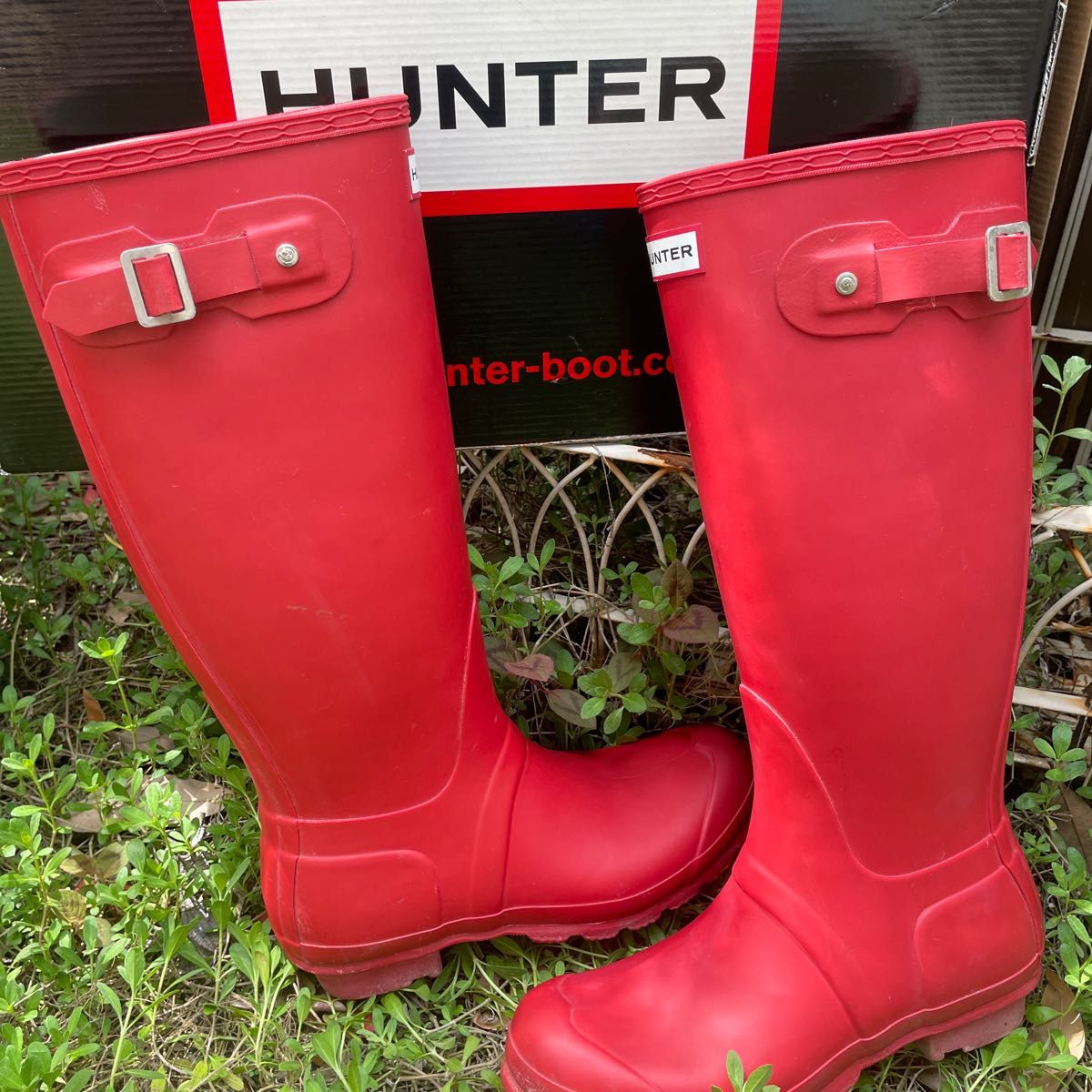 ハンター HUNTER レインブーツ 長靴レッド赤 EU38 24cm箱有り｜Yahoo