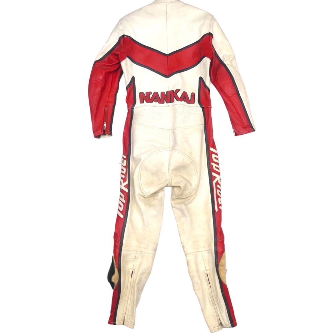 即決 TOP RIDER メンズL レザーレーシングスーツ トップライダー 白 赤