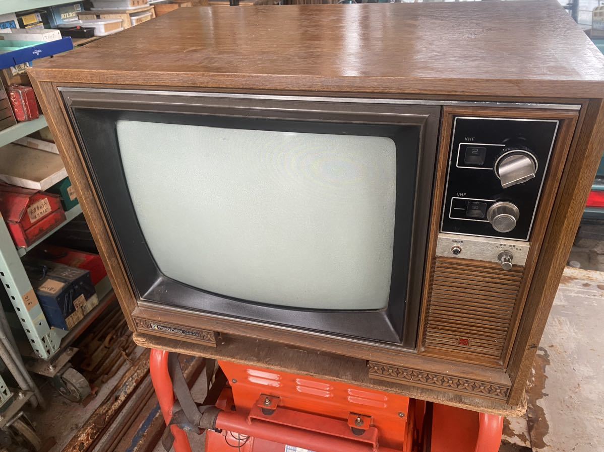 Yahoo!オークション - 昭和レトロ 木目調ブラウン管テレビ ナショナル