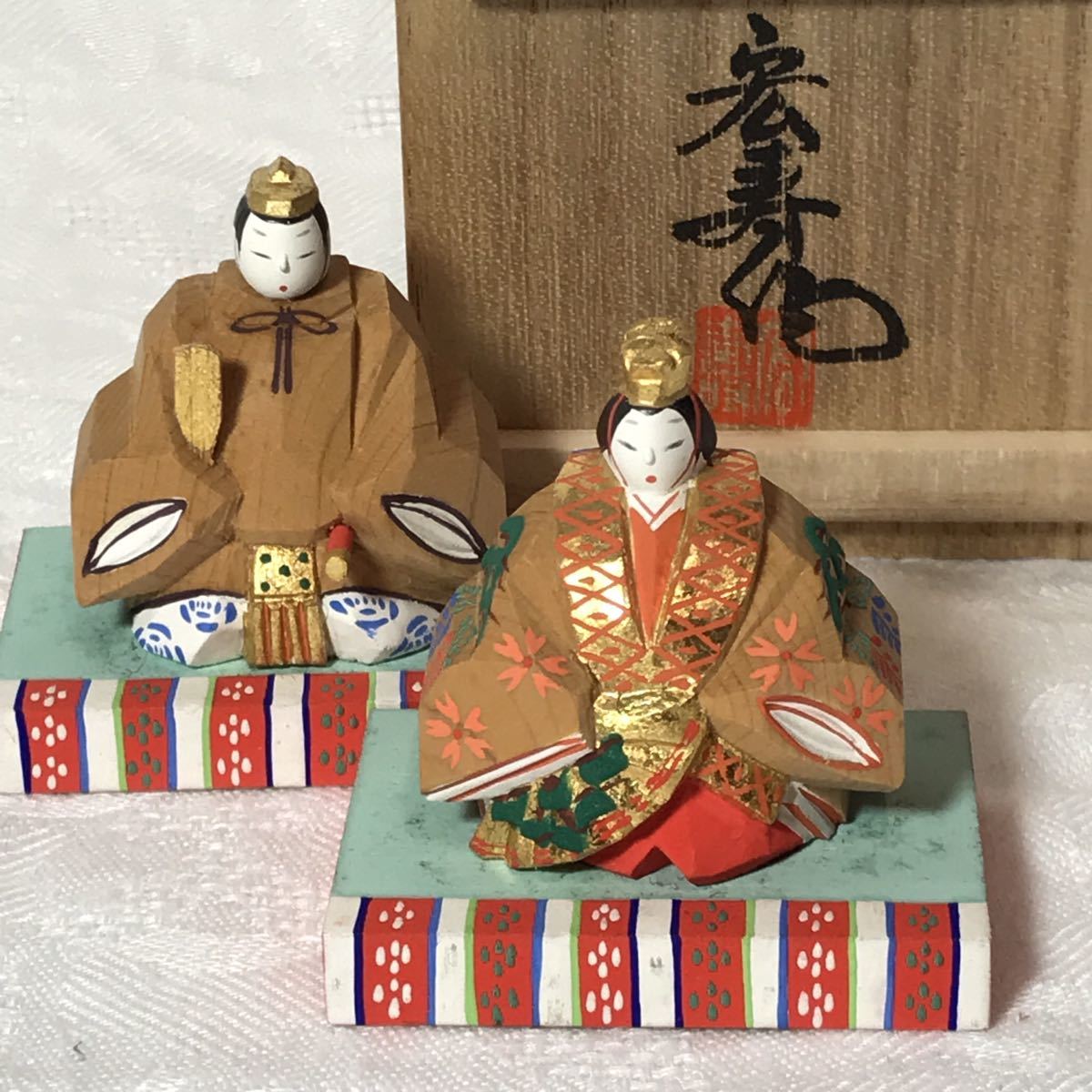 Yahoo!オークション - 奈良一刀彫 小林宏寿 雛人形 ひな人形 木彫 共箱