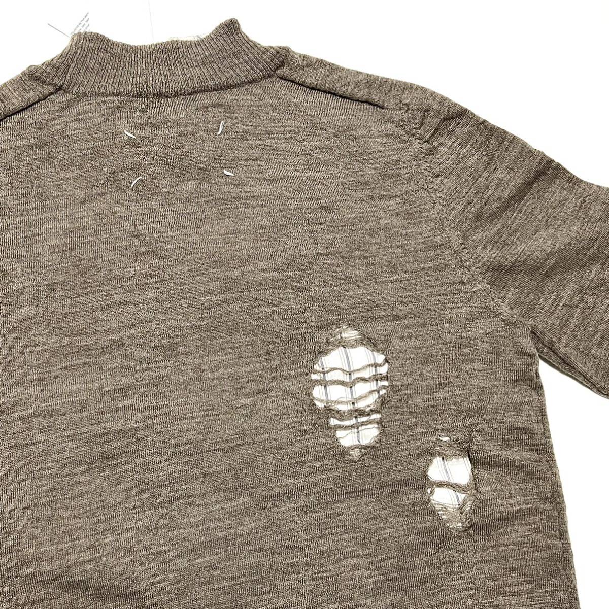 L 新品 メゾンマルジェラ ダメージ加工 セーター ニット レイヤード