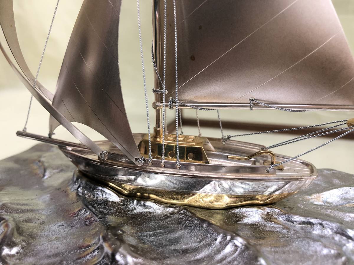 Yahoo!オークション - 『純銀製 SILVER970 ヨット船 帆船 置物 ガラス