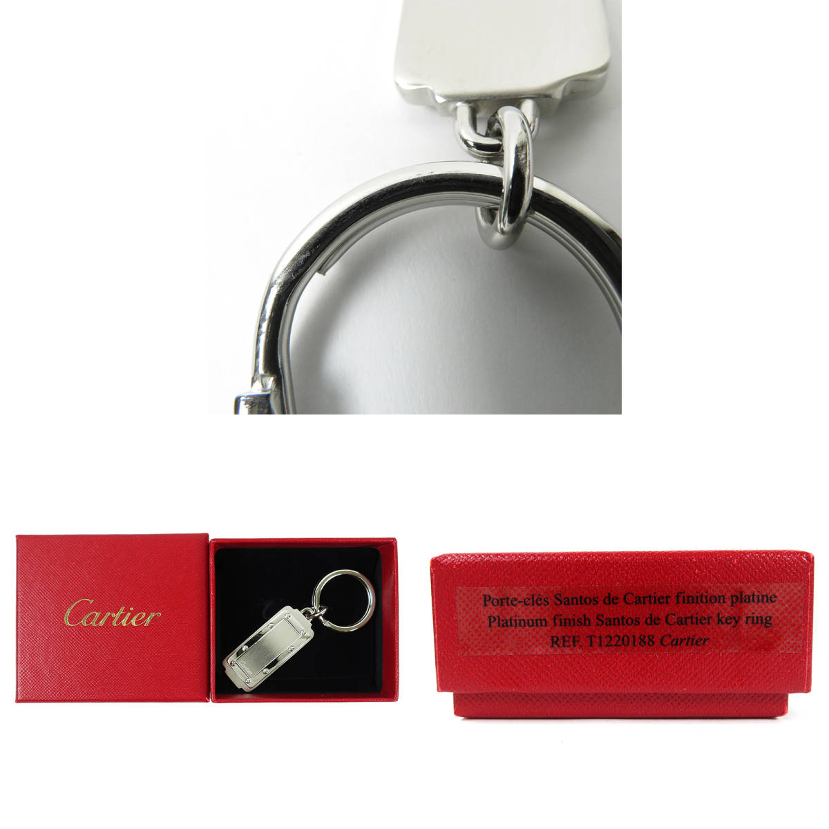 美品 Cartier カルティエ サントス キーリング キーホルダー シルバー