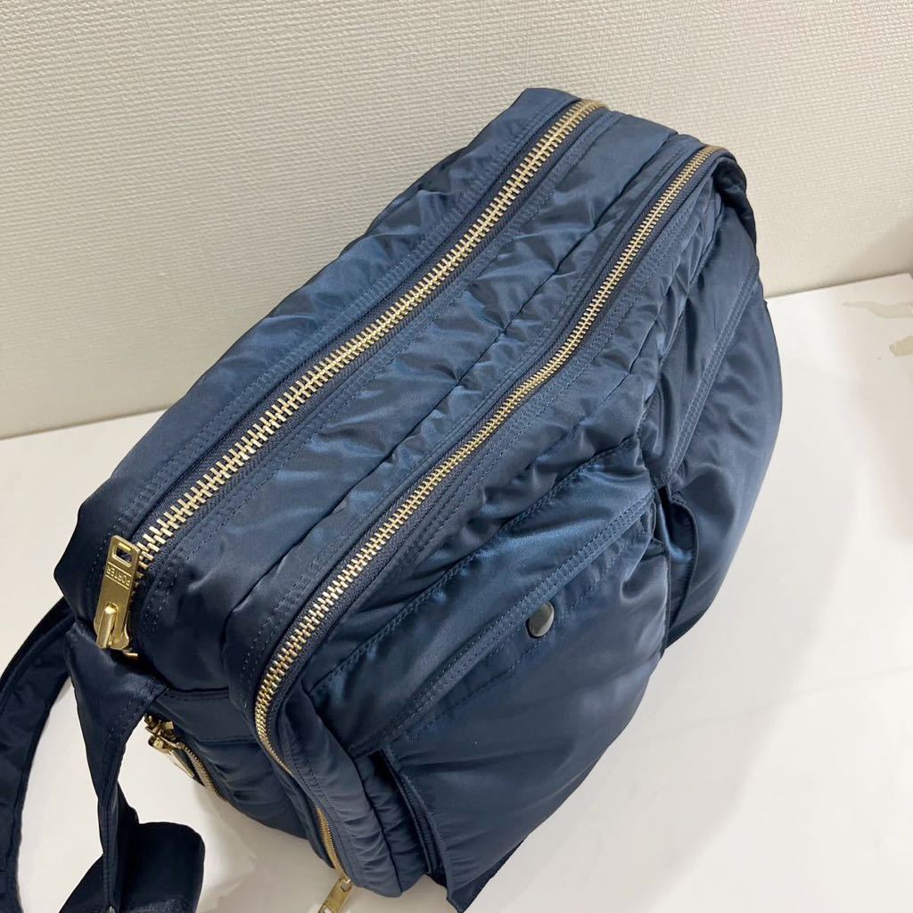 美品 タンカー アイアンブルー 2層 ショルダーバッグPORTER ポーター