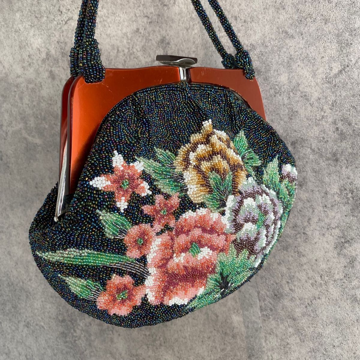 和装 ビーズバッグ 昭和 レトロ 花柄 ヴィンテージ 成人式 パーティ
