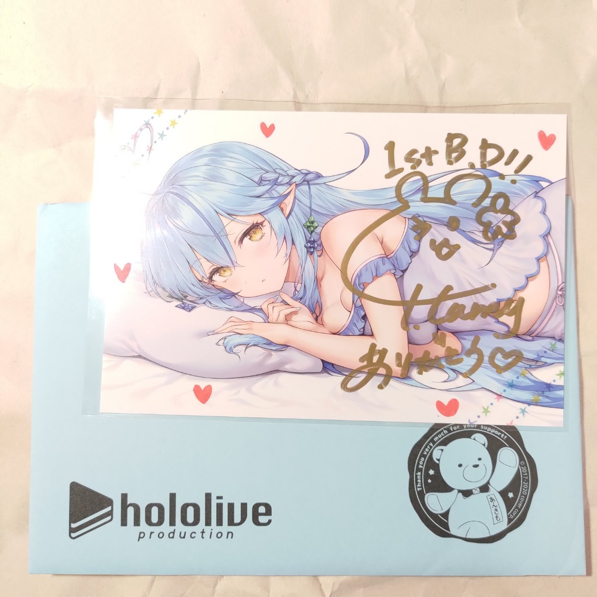 金文字版 雪花ラミィ 誕生日記念ボイス2020付属品 直筆サイン入り