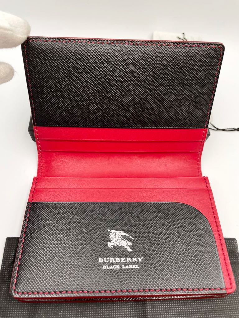 未使用品 バーバリー ブラックレーベル 名刺入れ ブラック×レッド