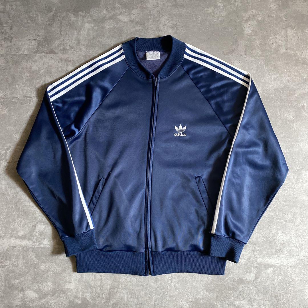 ネイビー×ホワイト 80s ビンテージ USA製 adidas アディダス ジャージ