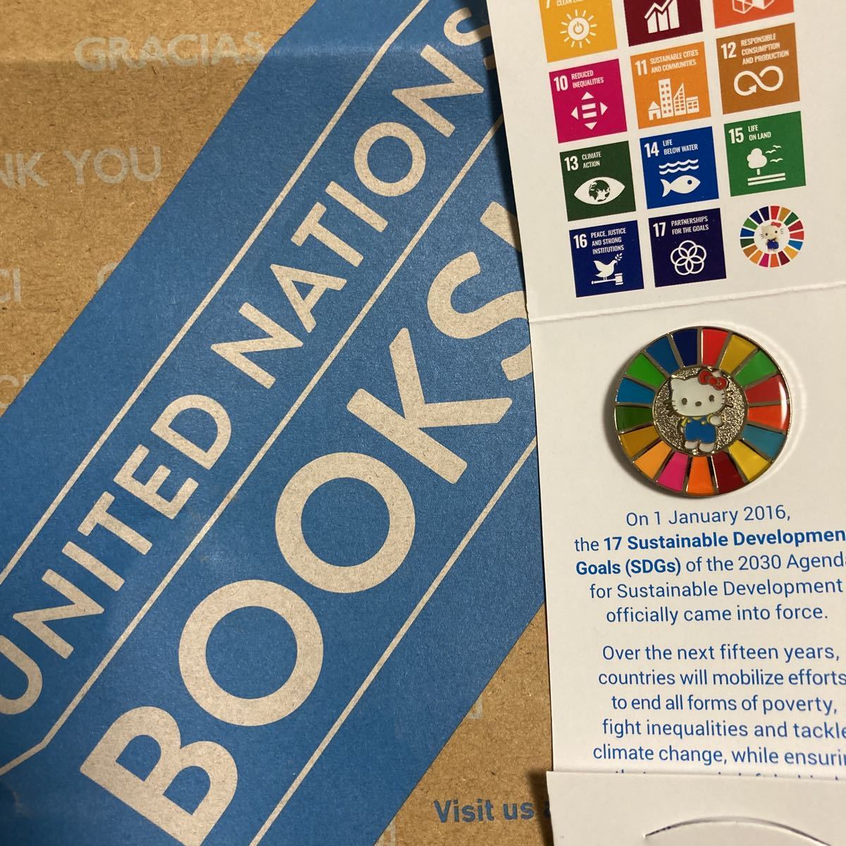 国連本部で購入 SDGs ハローキティ ピンバッジ 台紙付き 新品 匿名配送