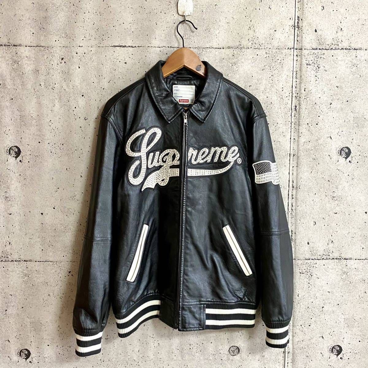 激レア Supreme シュプリーム Uptown Studded Leather Varsity Jacket