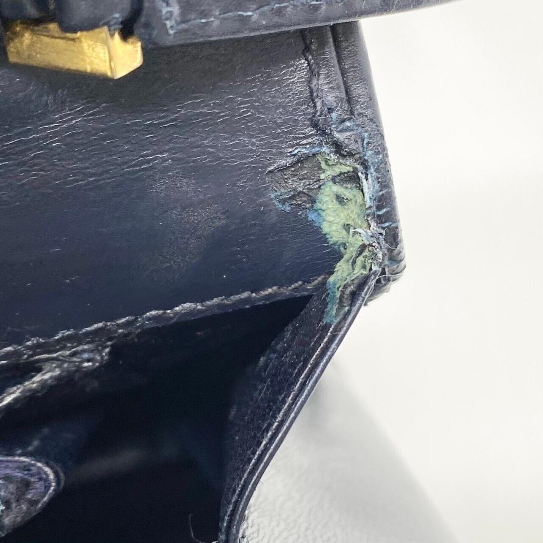 GUCCI オールドグッチ ショルダーバッグ ロゴ ネイビー レザー