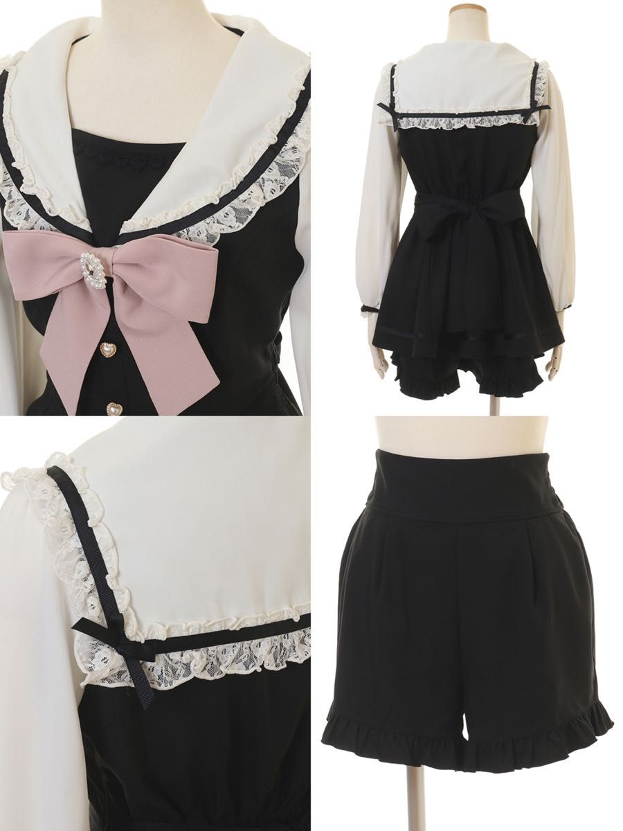 送料無料 美品 LIZLISA リズリサ セーラーカラーセットアップ 黒