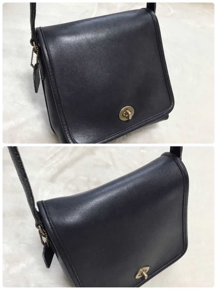極美品 オールドコーチ ターンロック ショルダーバッグ 黒 COACH 斜め