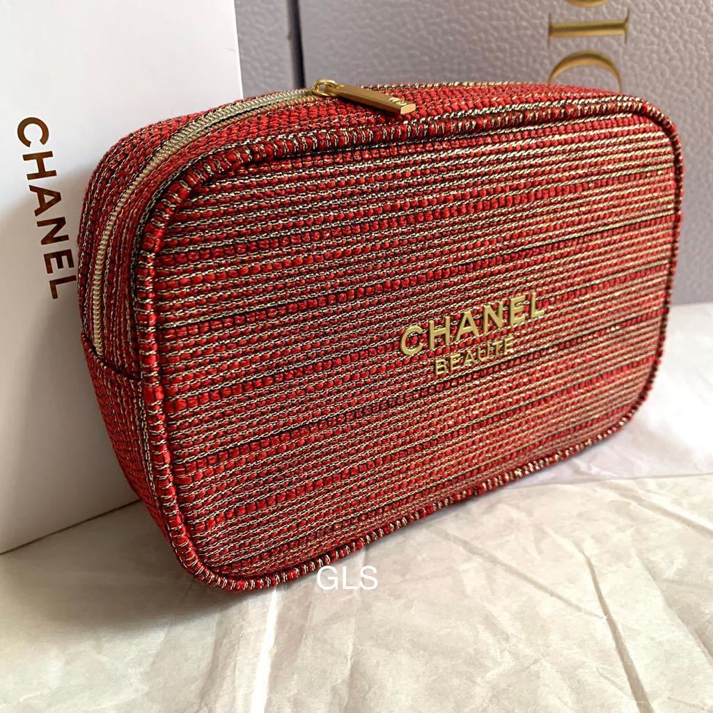 激レア 新品本物 シャネル ポーチ レッド ラメ 2022 ホリデー 限定