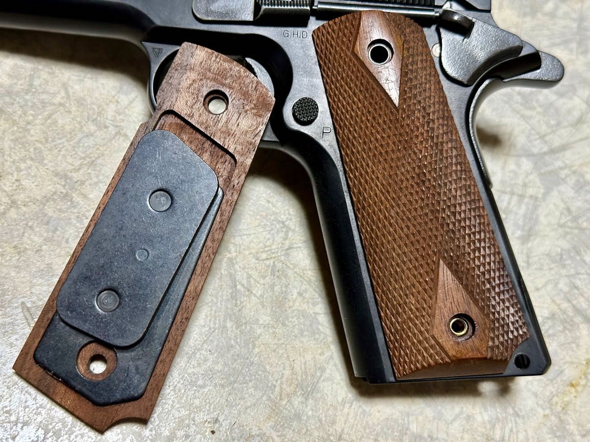 ウェイト付】 ガバメント用 ウエスタンアームズ向け 木製グリップ GM