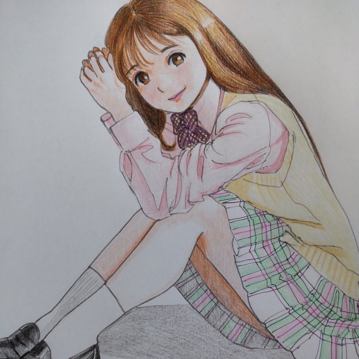 Yahoo!オークション - 手描きイラスト オリジナル原画B5サイズ 色鉛筆