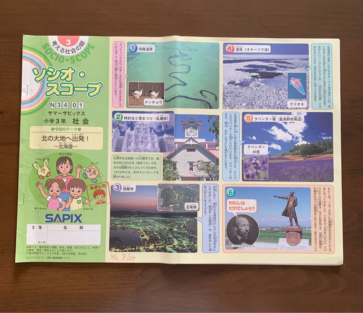 サピックス SAPIX 小学3年 社会夏期講習 サマーサピックスN34-01～04計