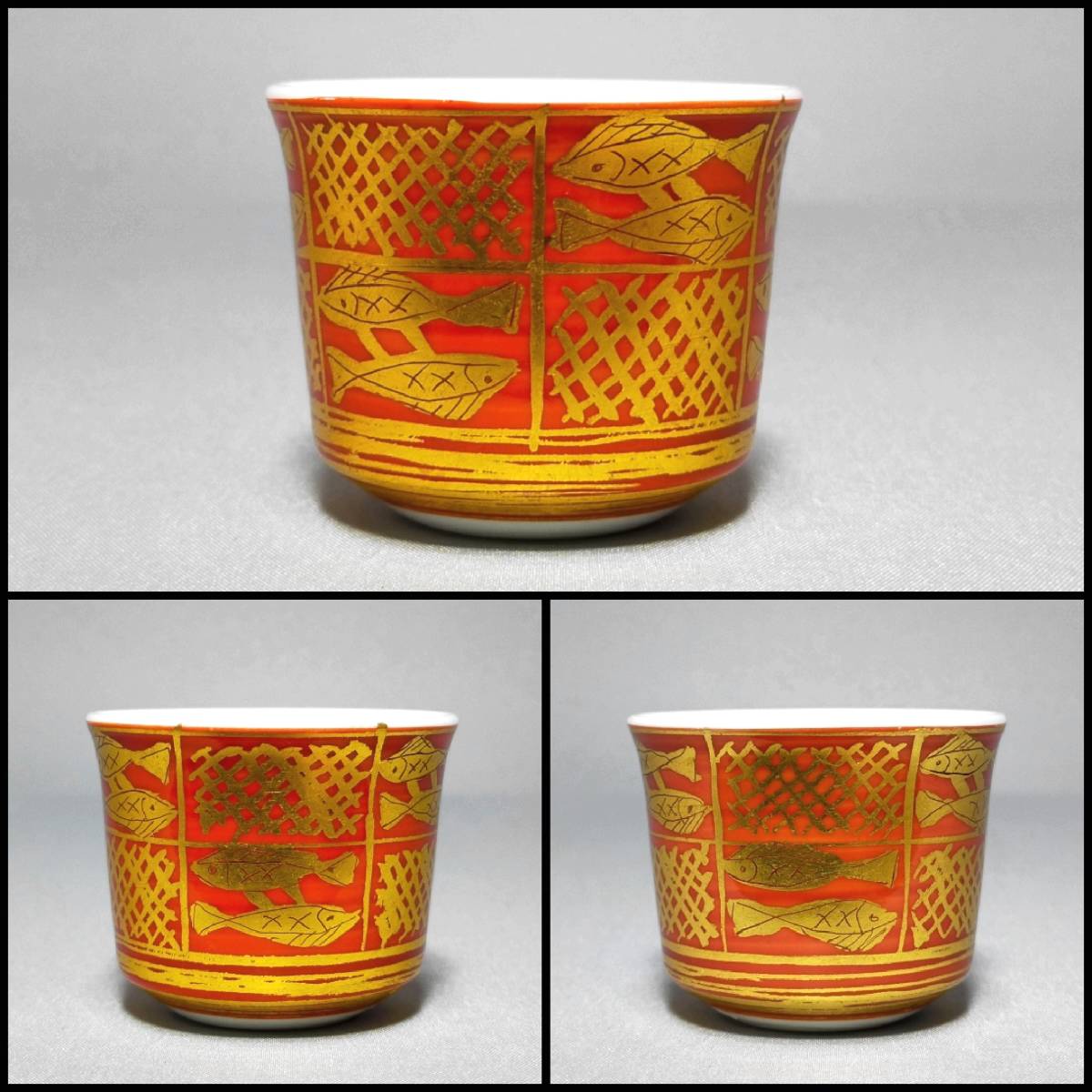 陶芸家 小野珀子 金襴手 ぐい呑 酒器 酒盃 共箱 九谷焼 猪口 【公式通販】