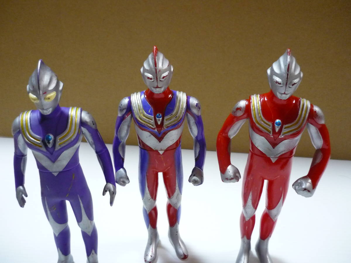 管01]ソフビ 3個セット ウルトラマンティガ 約16cm ウルトラ怪獣